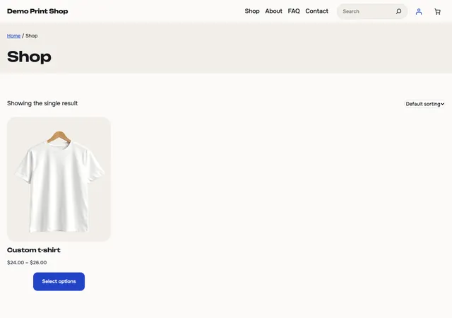 The shop page with the product grid.